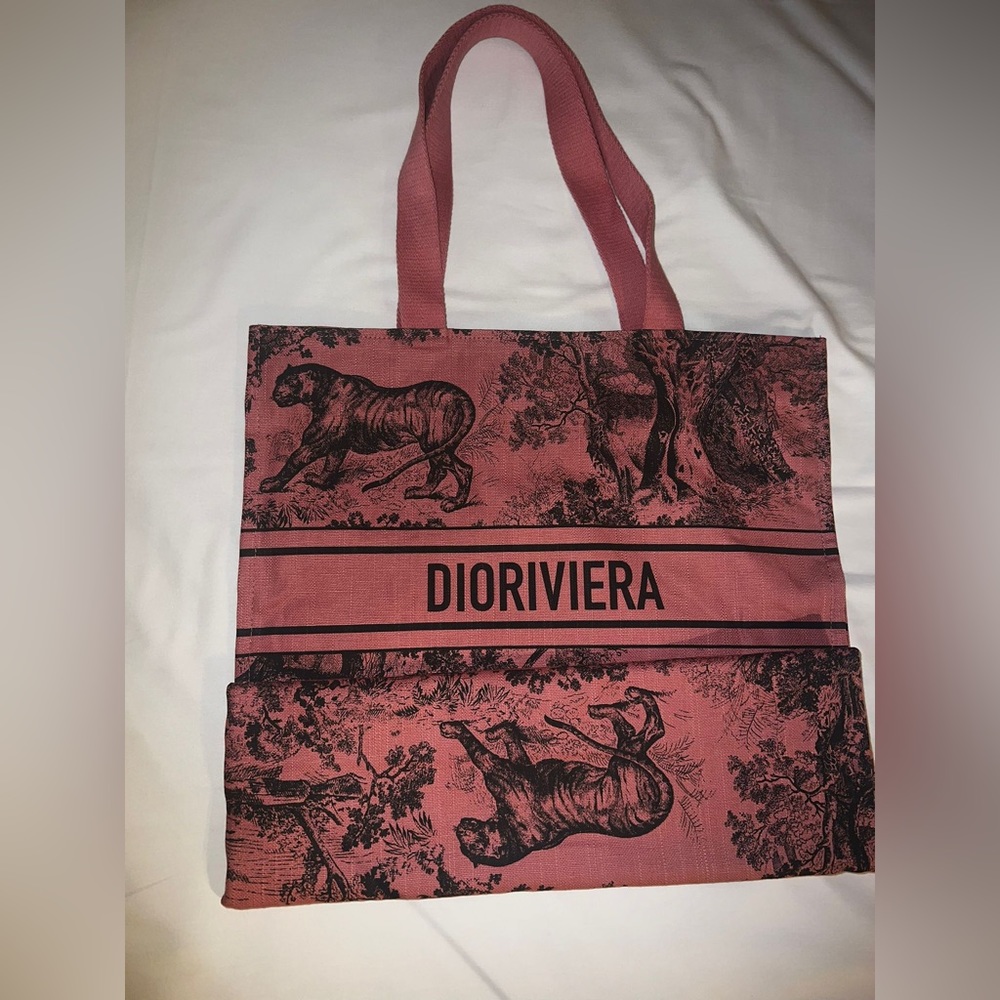 NEW DIOR DIORIVIERA Pink Toile de Jouy BEACH BAG LIMITED EDITION IBIZA